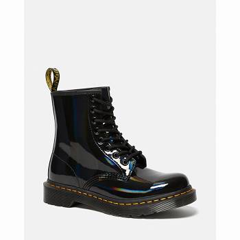 Dr Martens Női 1460 Rainbow Patent Bokacsizma Fekete